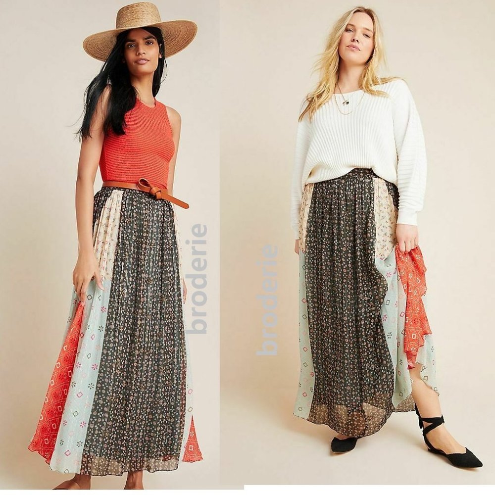 Anthropologie Margot Pleated Maxi Skirt 2p petite size new with tag